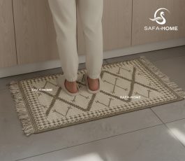 پادری طرح گلیم سفید نسکافه ای 75×45