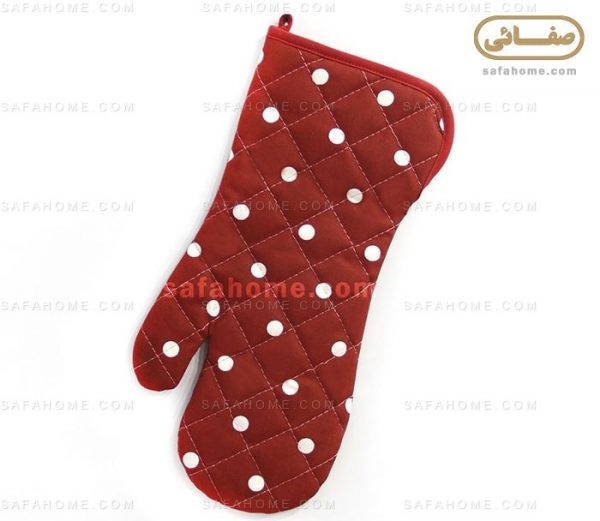 دستکش فر آشپزخانه تکی رزین تاژ طرح خالدار قرمز