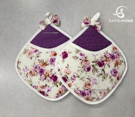 دستگیره آشپزخانه کتان جفتی طرح بنفشه
