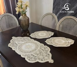 رومیزی جدید مخمل مروارید دوزی 3 تکه طرح ورسای