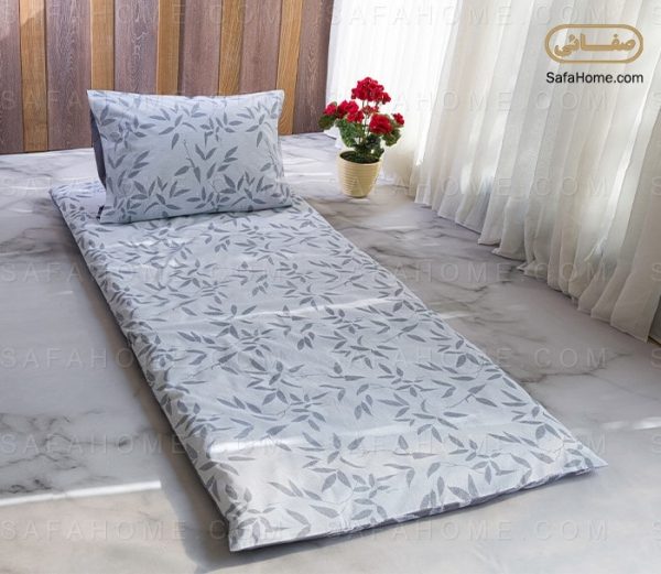 سرویس تشک مهمان یک نفره 4 تکه طرح برگ طوسی