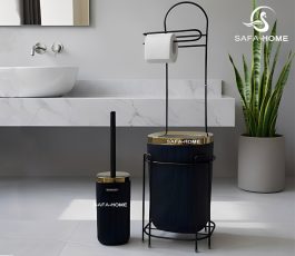 استند سطل و برس و دستمال طرح طلایی راه‌راه