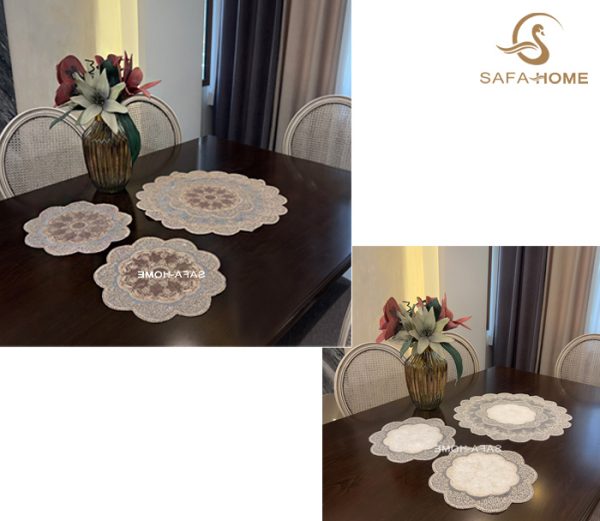 رومیزی طرح گل سه تکه