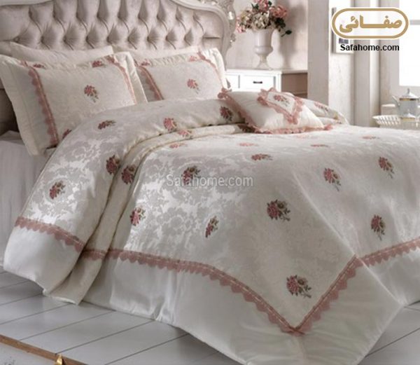 روتختی دو نفره عروس ۷ تکه طرح رزگاردن Zebra Casa کرم