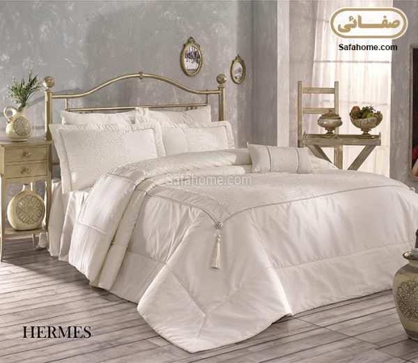 روتختی دو نفره عروس ۷ تکه طرح هرمس Zebra Casa سفید