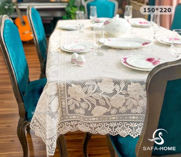 سفره گل برجسته طرح گیپور بزرگ 150×220