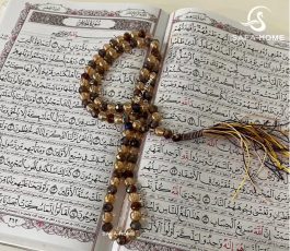 تسبیح کریستال دو رنگ قهوه ای