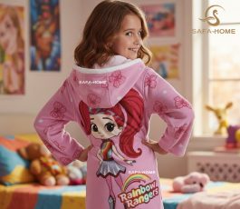 حوله پالتویی پودیران طرح دختر رنگین کمان