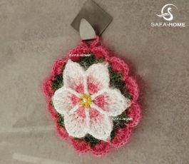 اسکاچ بافتنی طرح گل صورتی