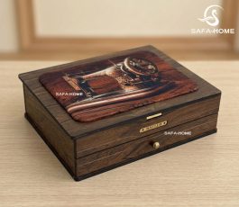 جعبه لوازم خیاطی چوبی طرح ارکیده جنگلی