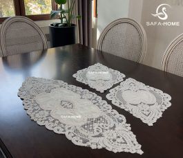 رومیزی مخمل مروارید دوزی طرح نارمیا استخوانی