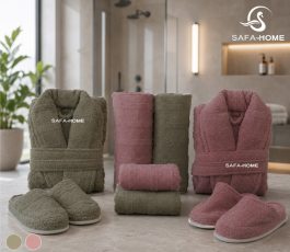 ست حوله عروس و داماد مدل سالینا سدری کالباسی