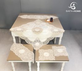 رومیزی قیطان ستاره جدید 5 تکه شیری