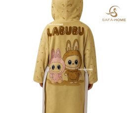 حوله پالتویی کودک کرم طرح لبوبو پودایران