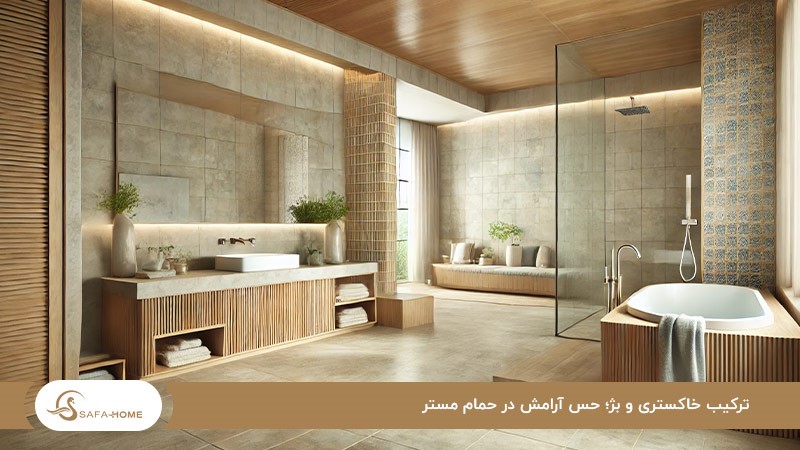 ترکیب خاکستری و بژ؛ بهترین رنگ کاشی حمام مستر