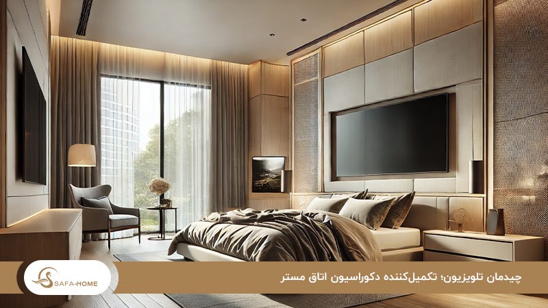 تلویزیون دیواری در دکوراسیون اتاق مستر
