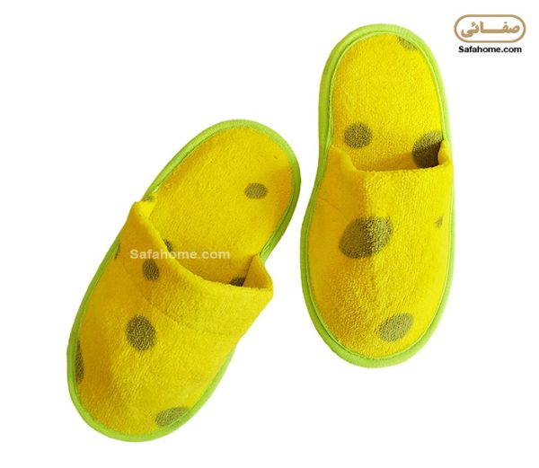 دمپایی حوله ای بچگانه پودایران طرح خالدار زرد