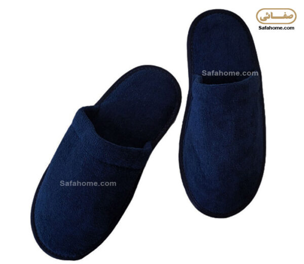 دمپایی حوله ای پودایران طرح ساده سورمه ای