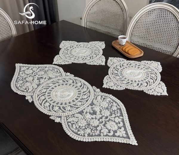 رومیزی مروارید دوزی ستاره شیری