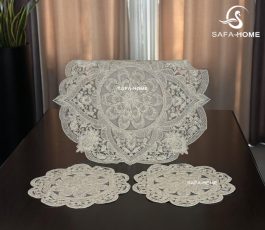 رومیزی قیطان گرد 3 تکه طرح رویال