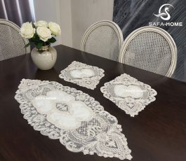 رومیزی 3 تکه قیطان نارمیا شیری