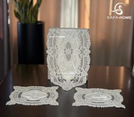 رومیزی مدرن منجوق و مروارید 3 تکه طرح لوتوس