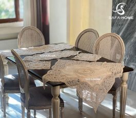 رومیزی جدید مخمل کریستال طرح شکوفه 5 تکه