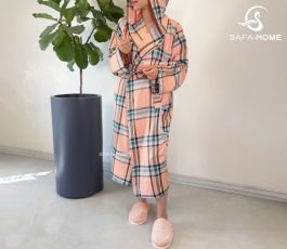 حوله نخی زنانه طرح چهارخانه سایز لارج