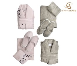 سرویس حوله عروس گل برجسته یاسی و سدری