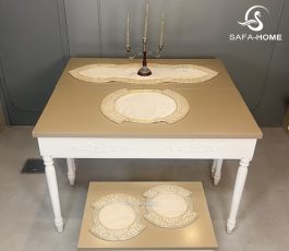 رومیزی ۴ تکه ونوس مخمل کرم