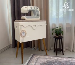 میز و باکس چرخ خیاطی طرح راه راه
