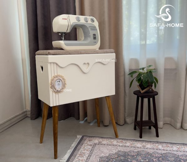 میز و باکس چرخ خیاطی طرح راه راه