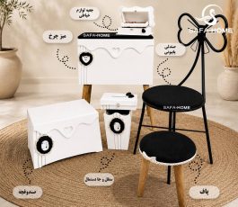ست میز چرخ دوژان طرح سفید راه مشکی