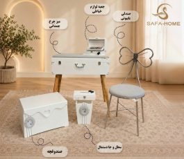 ست میز چرخ چمدانی دوژان سفید راه طوسی