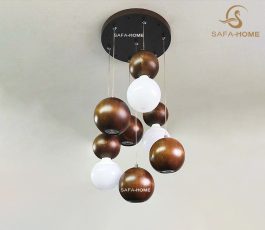 لوستر چوبی هفت شاخه کهربا