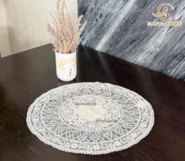 رومیزی جلو مبلی قیطان دوزی گرد مدل رستا